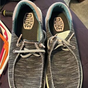 Grey and purple Hey Dudes